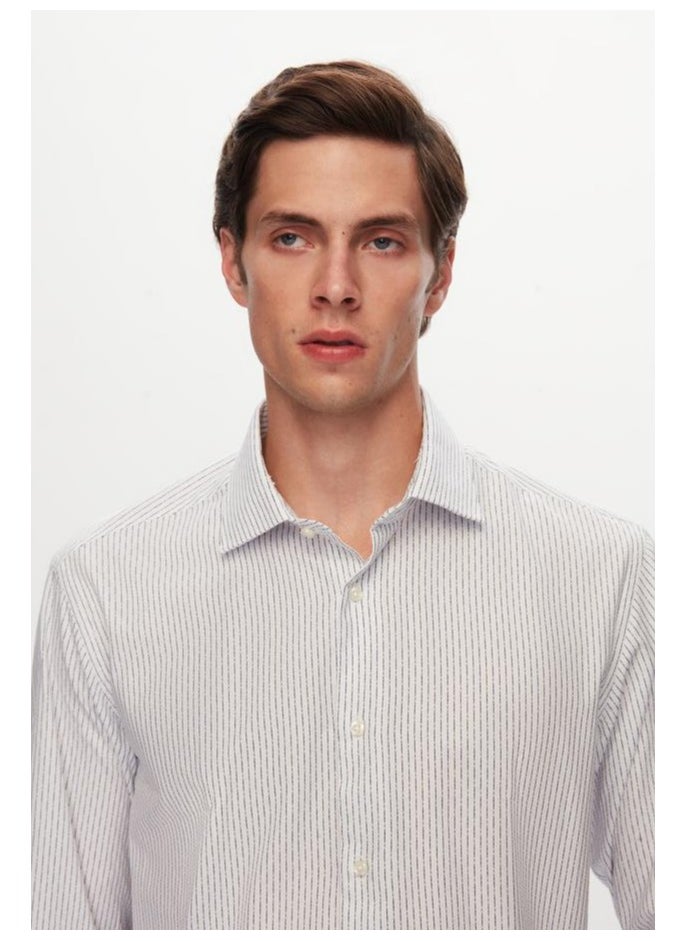 D'S DAMAT Ds Damat Regular Fit Navy Blue Striped Shirt  - Image 2