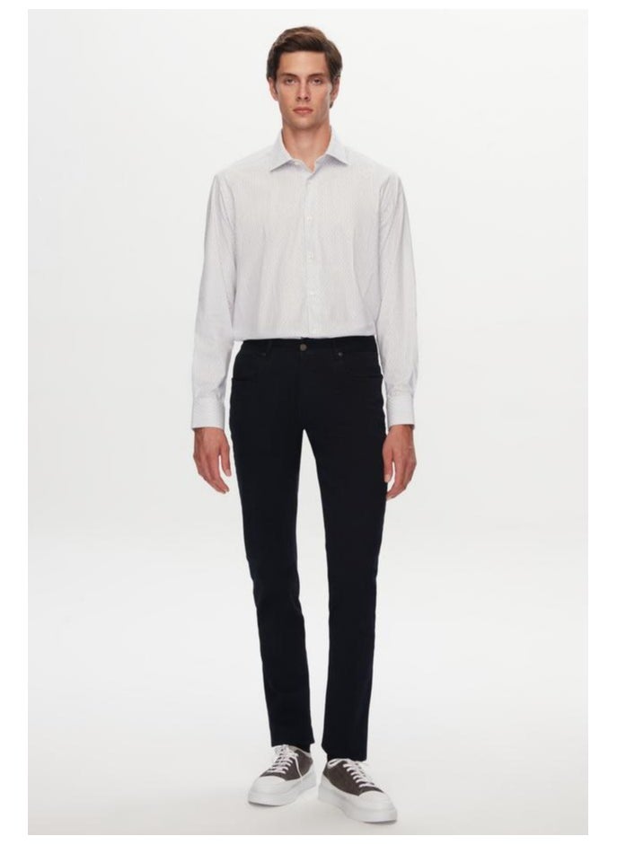 D'S DAMAT Ds Damat Regular Fit Navy Blue Striped Shirt  - Image 3