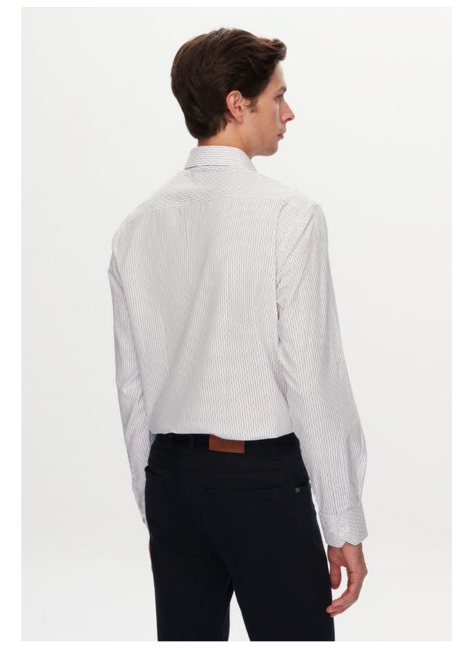 D'S DAMAT Ds Damat Regular Fit Navy Blue Striped Shirt  - Image 4