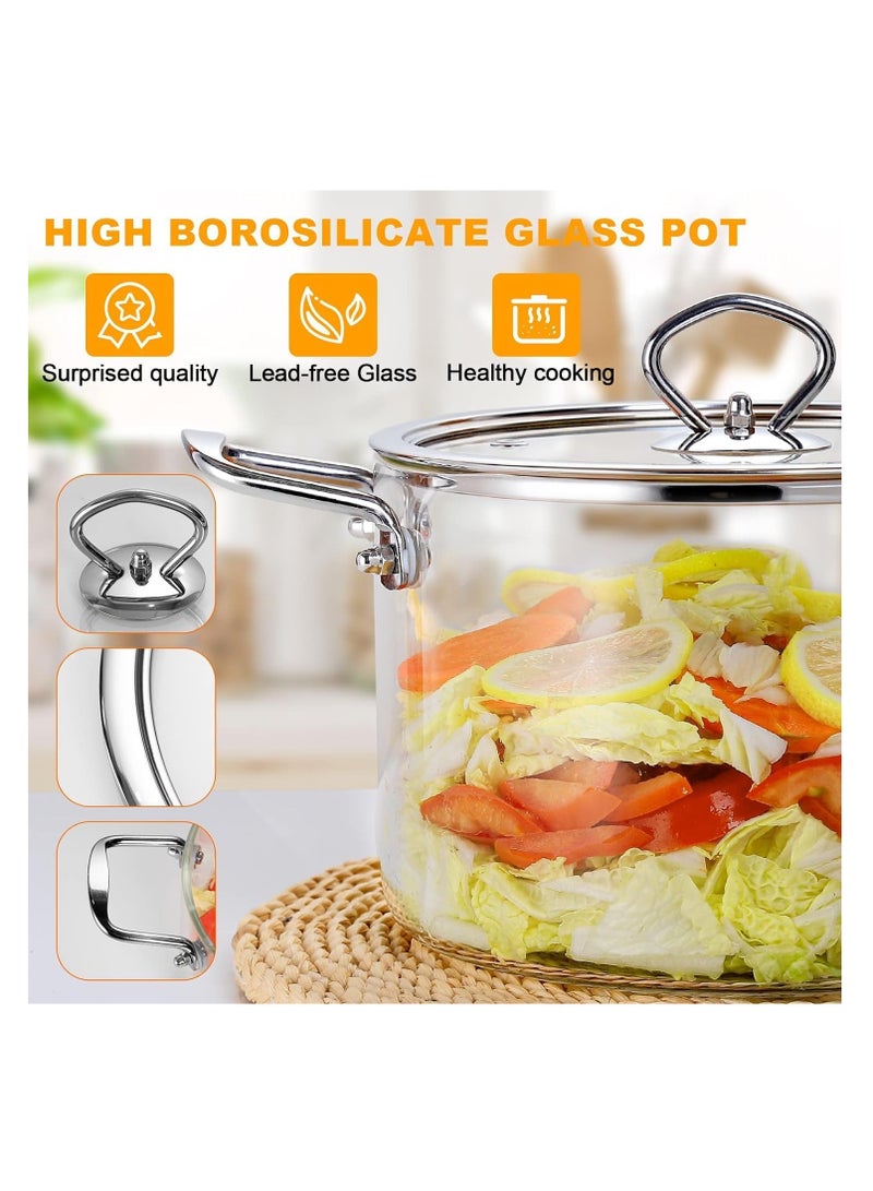 Arabest Clear Glass Cooking Pot, Glass Cookware Stovetop Pot, Heat Resistant Glass Boiling Pot with Handles and Lid, for Home Kitchen Restaurant Glass Cookware, Stove and Dishwasher Safe (3.5L) - Image 2