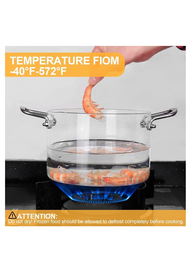 Arabest Clear Glass Cooking Pot, Glass Cookware Stovetop Pot, Heat Resistant Glass Boiling Pot with Handles and Lid, for Home Kitchen Restaurant Glass Cookware, Stove and Dishwasher Safe (3.5L) - Image 4