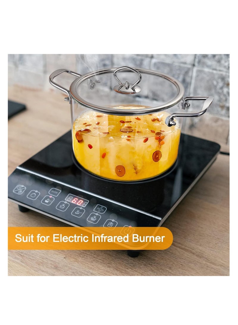 Arabest Clear Glass Cooking Pot, Glass Cookware Stovetop Pot, Heat Resistant Glass Boiling Pot with Handles and Lid, for Home Kitchen Restaurant Glass Cookware, Stove and Dishwasher Safe (3.5L) - Image 5