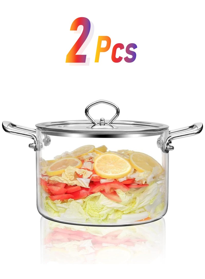 Arabest Clear Glass Cooking Pot, Glass Cookware Stovetop Pot, Heat Resistant Glass Boiling Pot with Handles and Lid, for Home Kitchen Restaurant Glass Cookware, Stove and Dishwasher Safe (3.5L) - Image 1