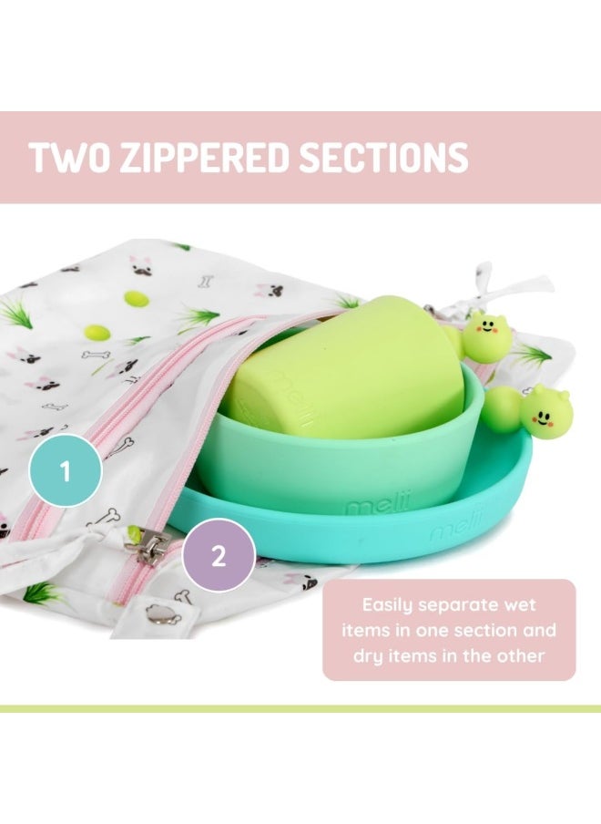 melii Waterproof Wet & Dry Bag with Handle - Two Zippered Sections for Wet and Dry Items - Ideal for Diapers, Swimsuits, Toiletries, and Travel Accessories  - Image 5