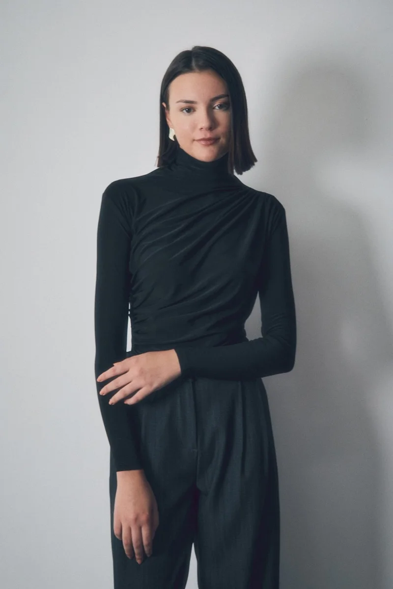 FullaModa Basic Side Pleated Blouse