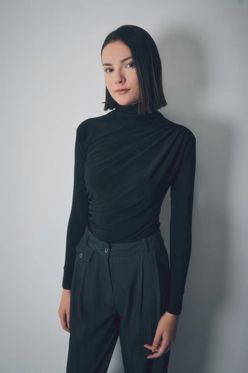 FullaModa Basic Side Pleated Blouse