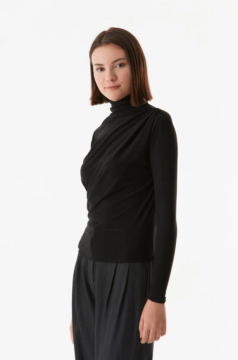 FullaModa Basic Side Pleated Blouse