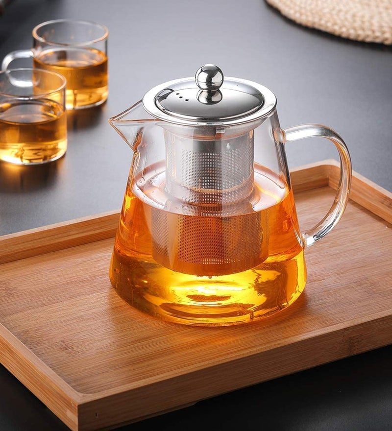 AVMPHD Glass Kettle Tea Kettle with Stainless Steel Infuser Lid Green Tea Kettle 750 Ml Glass Kettle for Home Office - Image 1