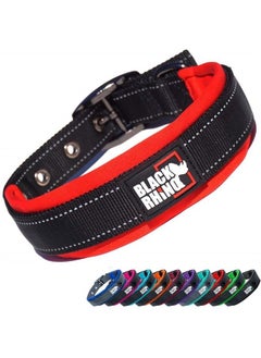 The Comfort Collar Ultra Soft Neoprene Padded Dog Collar for All Breeds - Heavy Duty Adjustable Reflective Weatherproof (Medium, Red/Black)