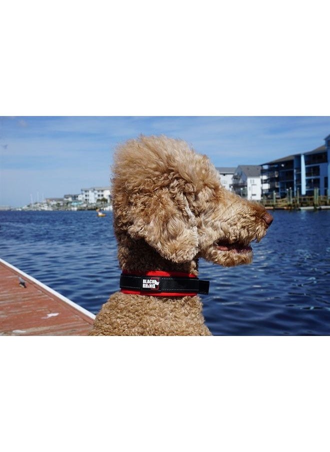 Black Rhino - The Comfort Collar Ultra Soft Neoprene Padded Dog Collar for All Breeds - Heavy Duty Adjustable Reflective Weatherproof (Medium, Red/Black) - Image 1