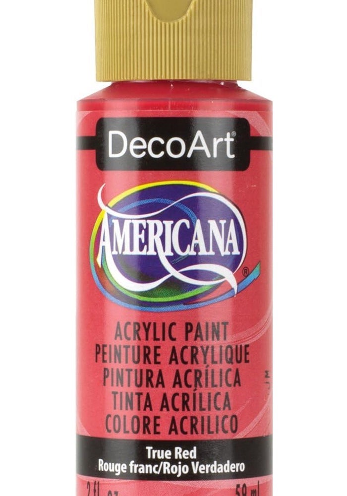 DecoArt Americana Acrylic Paint - True Red, 2oz (59ml) - All-Purpose Water-Based Craft Paint - Image 1