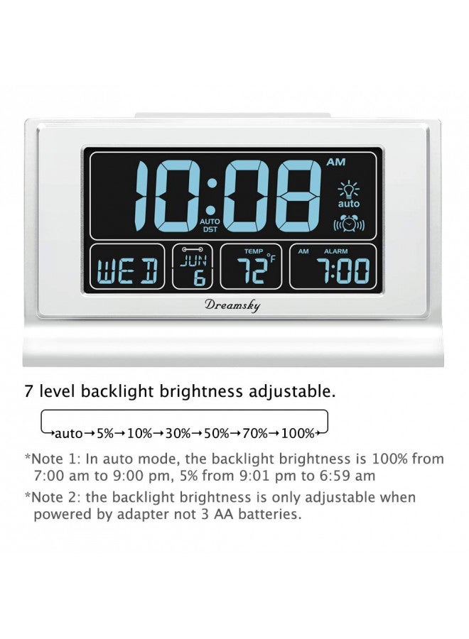 DreamSky DreamSky Digital Alarm Clock with Battery Backup for Bedroom, Auto Set Clock with USB Charging Ports, 5 Inch Large Display with Date Weekday Temperature, Auto DST, Brightness Dimmer, Snooze, 12/24H  - Image 2