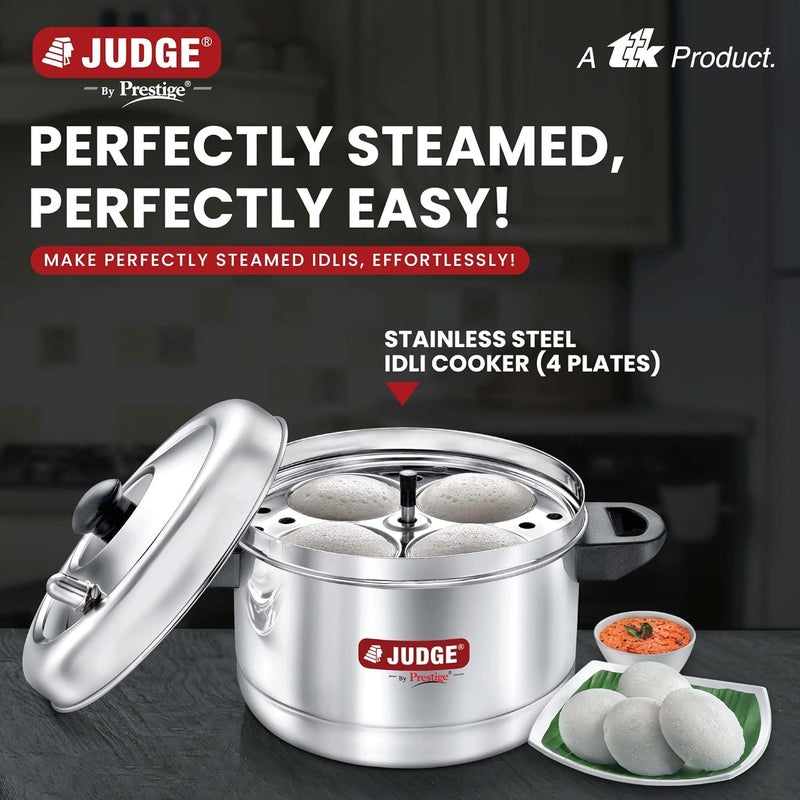 Judge by Prestige Stainless Steel Idli Cooker with 4 Plates,1 Liters - Image 2