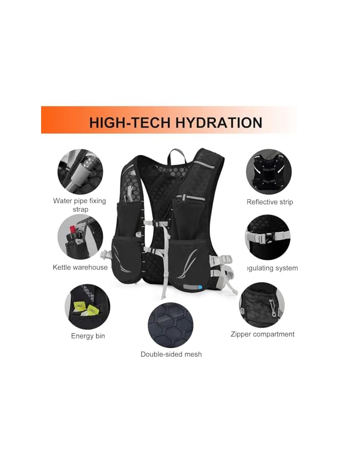 PROMASS Lightweight Hydration Vest Backpack With 1.5L Water Bladder - Ideal For Hiking, Trail Running, Cycling, Marathons - Suitable For Both Women And Men - Image 4