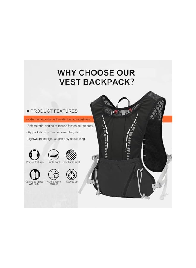 PROMASS Lightweight Hydration Vest Backpack With 1.5L Water Bladder - Ideal For Hiking, Trail Running, Cycling, Marathons - Suitable For Both Women And Men - Image 2