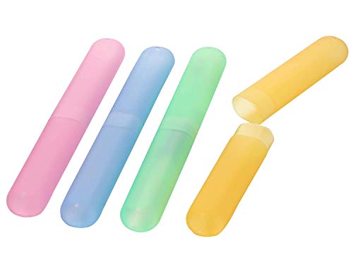 MosQuick® Toothbrush Cover case 4 Pc Plastic Anti-Bacterial Travel Protectors for Oral Care Portable Brush Holder for Bathroom Wall Trip & Travel Multicolor Toothbrush Case Box & Cover Container Set - Image 1