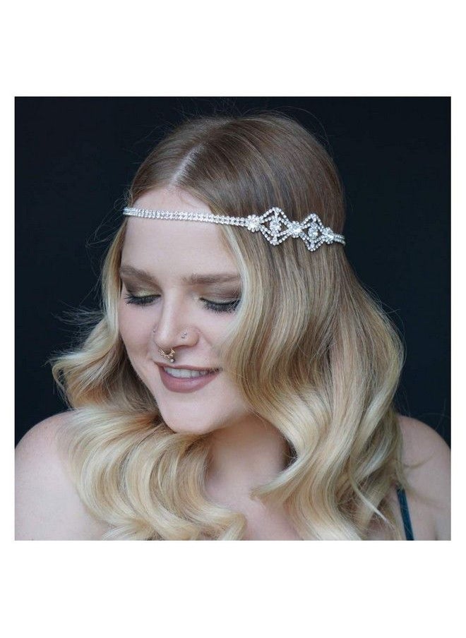 SWEETV 1920S Headband For Womensilver Rhinestone Flapper Headpiece Accessories For Great Gatsby Party  - Image 2