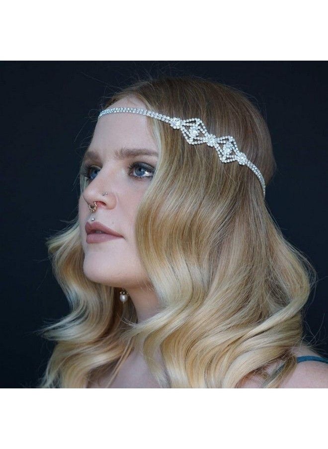 SWEETV 1920S Headband For Womensilver Rhinestone Flapper Headpiece Accessories For Great Gatsby Party  - Image 3