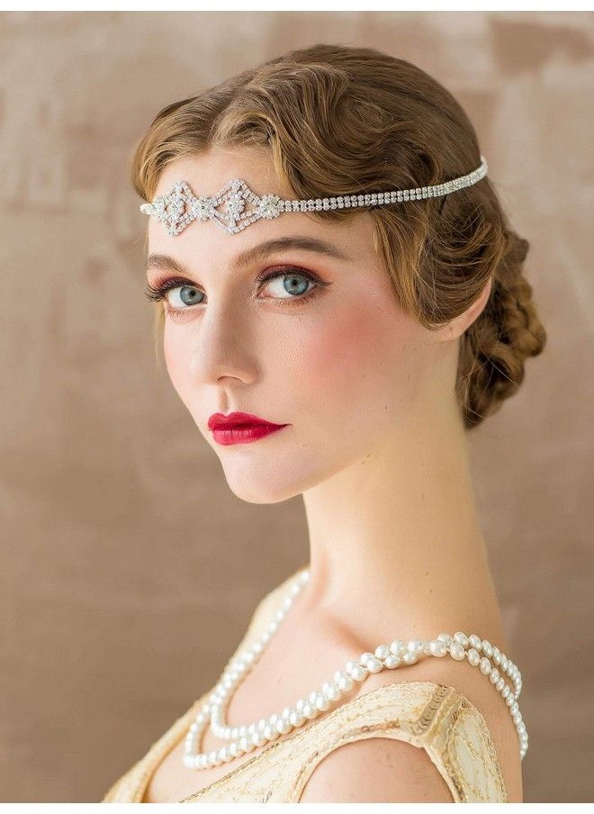 SWEETV 1920S Headband For Womensilver Rhinestone Flapper Headpiece Accessories For Great Gatsby Party  - Image 5