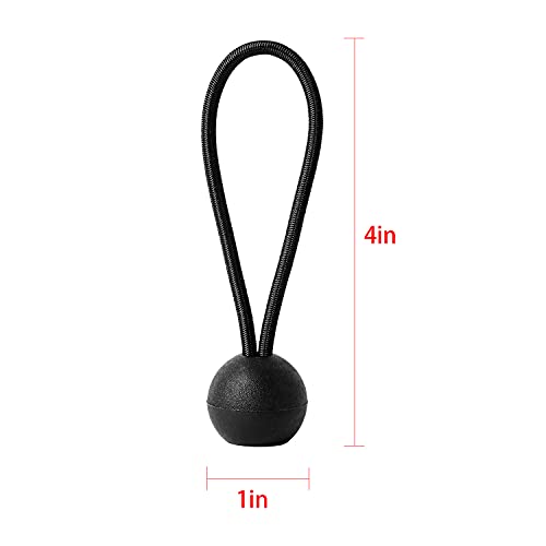HSTECH 16 Pack Bungee Balls Cords, Black Ball Bungee Heavy Duty Heavyweight 4 inches Tarp Bungee Cords, Weather Resistant Tie Down Strap Diameter 4mm for Canopy, Tarp, Camping, Straps, Tent, Poles and Wires - Image 2