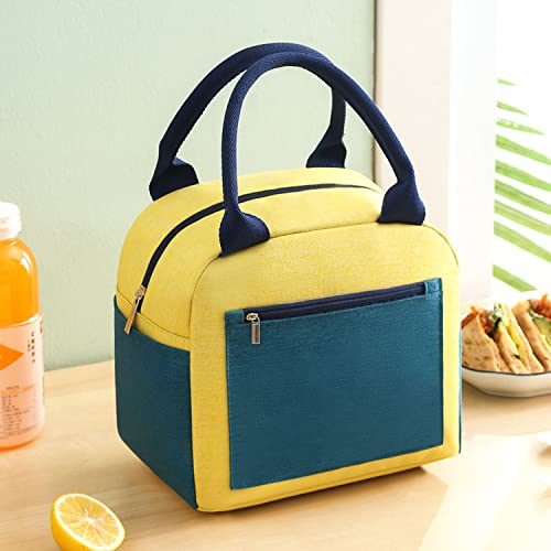 House of Quirk Portable Reusable Lunch Bag Insulated Lunch Bag with Aluminum Foil, Lunch Tote Handbag for Women,Men,School, Office (Igloo Yellow) - Image 1