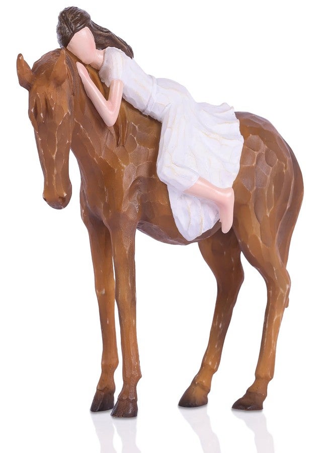 oliruim Horse Gifts for Women & Girls – Girl and Horse Resin Figurine, Western Farmhouse Shelf Decor, Bedroom Desk Statue, Thoughtful Gift for Equestrian Lovers, Daughters & Friends (Horse and Girl) - Image 1