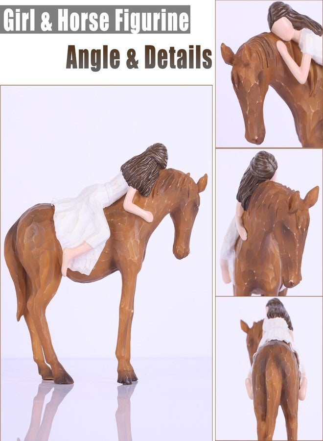 oliruim Horse Gifts for Women & Girls – Girl and Horse Resin Figurine, Western Farmhouse Shelf Decor, Bedroom Desk Statue, Thoughtful Gift for Equestrian Lovers, Daughters & Friends (Horse and Girl) - Image 4