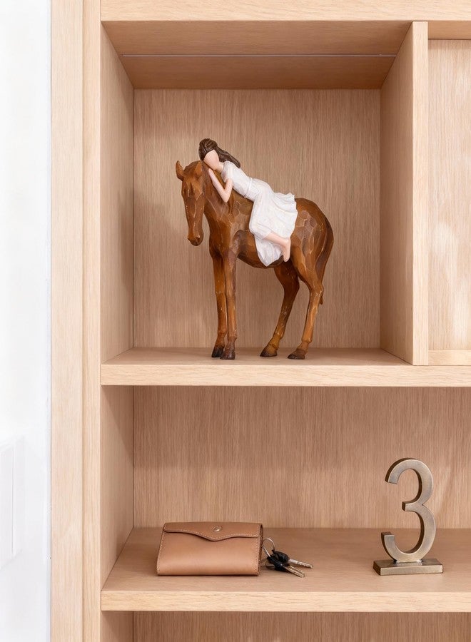 oliruim Horse Gifts for Women & Girls – Girl and Horse Resin Figurine, Western Farmhouse Shelf Decor, Bedroom Desk Statue, Thoughtful Gift for Equestrian Lovers, Daughters & Friends (Horse and Girl) - Image 2