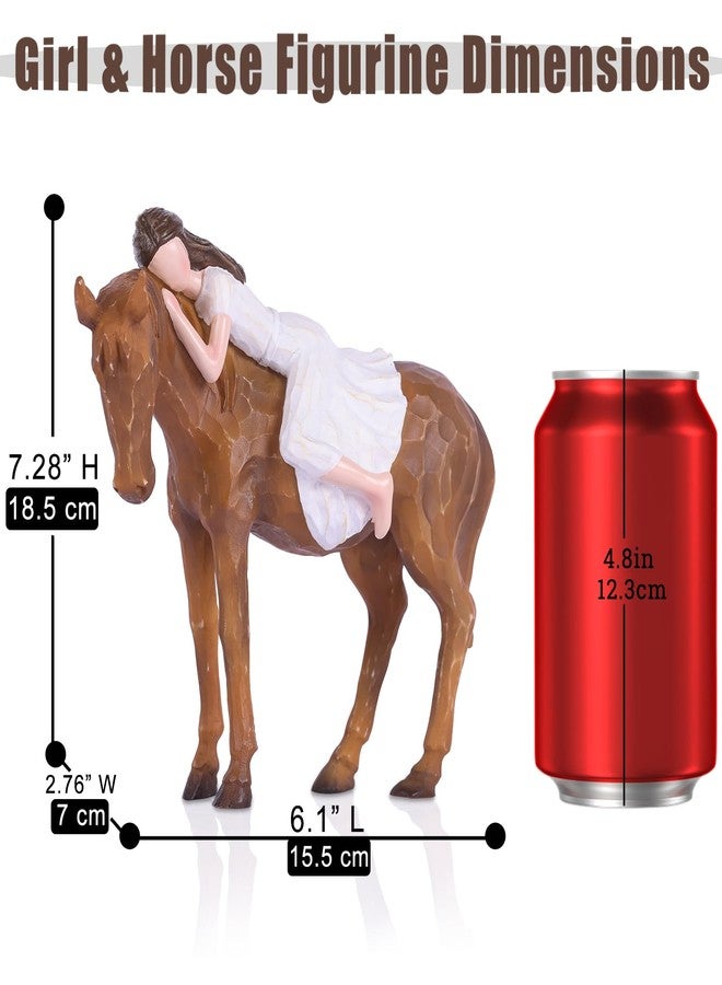 oliruim Horse Gifts for Women & Girls – Girl and Horse Resin Figurine, Western Farmhouse Shelf Decor, Bedroom Desk Statue, Thoughtful Gift for Equestrian Lovers, Daughters & Friends (Horse and Girl) - Image 3