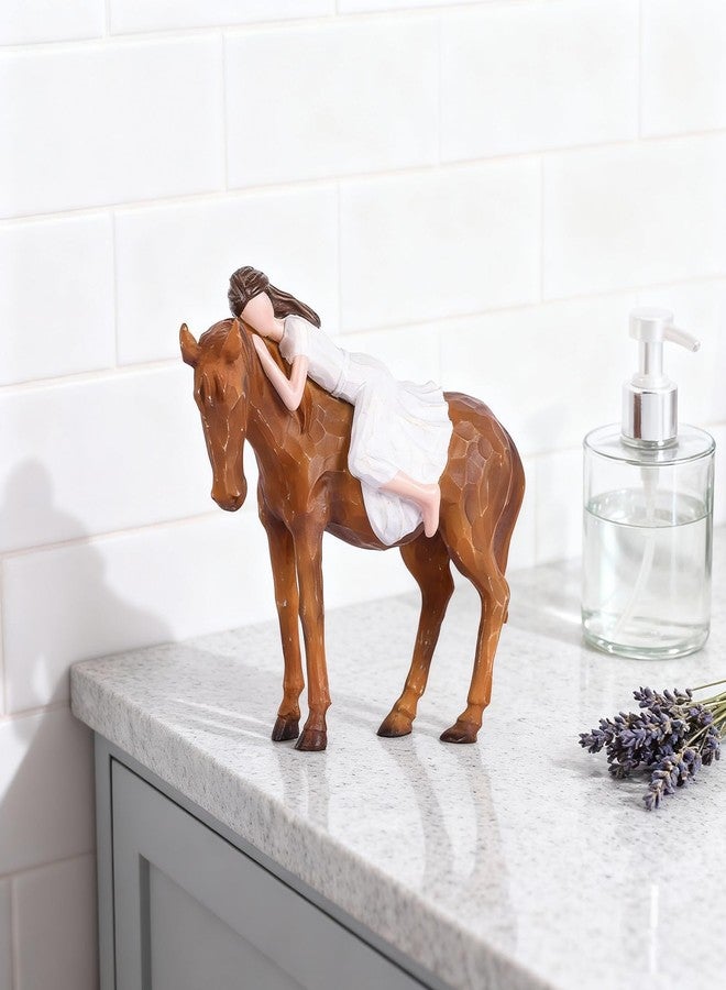 oliruim Horse Gifts for Women & Girls – Girl and Horse Resin Figurine, Western Farmhouse Shelf Decor, Bedroom Desk Statue, Thoughtful Gift for Equestrian Lovers, Daughters & Friends (Horse and Girl) - Image 5