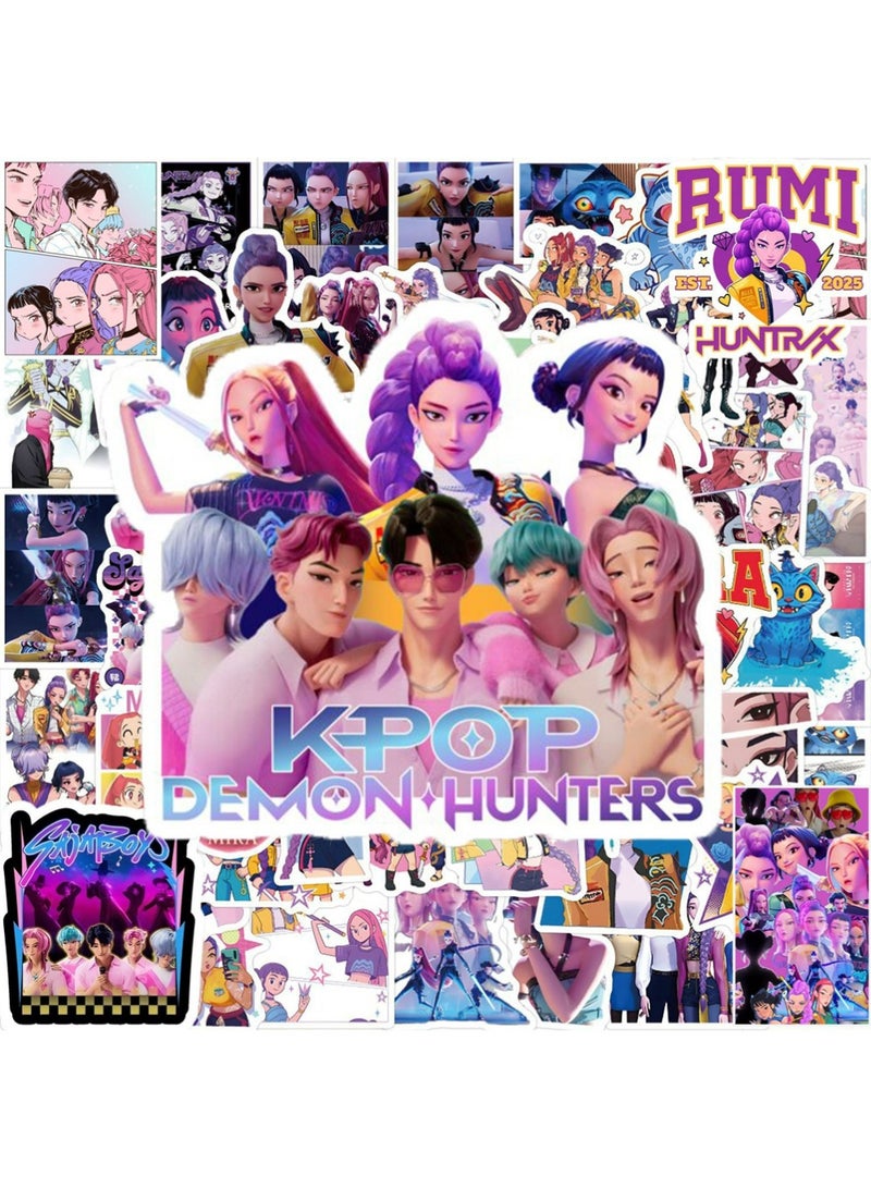 YOUGE 110pcs Kpop Demon Movie Hunters Stickers, Rumi Mira Zoey Saja Boys Jinu, Vibrant Cartoon, Vinyl, Multi-purpose, Indoor, Irregular Sheet, Waterproof PVC, Reusable, Great Gift for Teens - Image 1