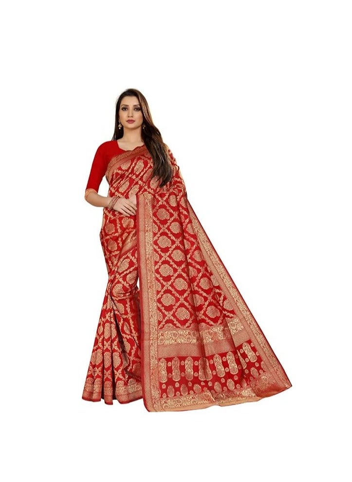 Accessorize Kingdom - Women's Kanchipuram Silk Saree With Blouse Piece - Image 1