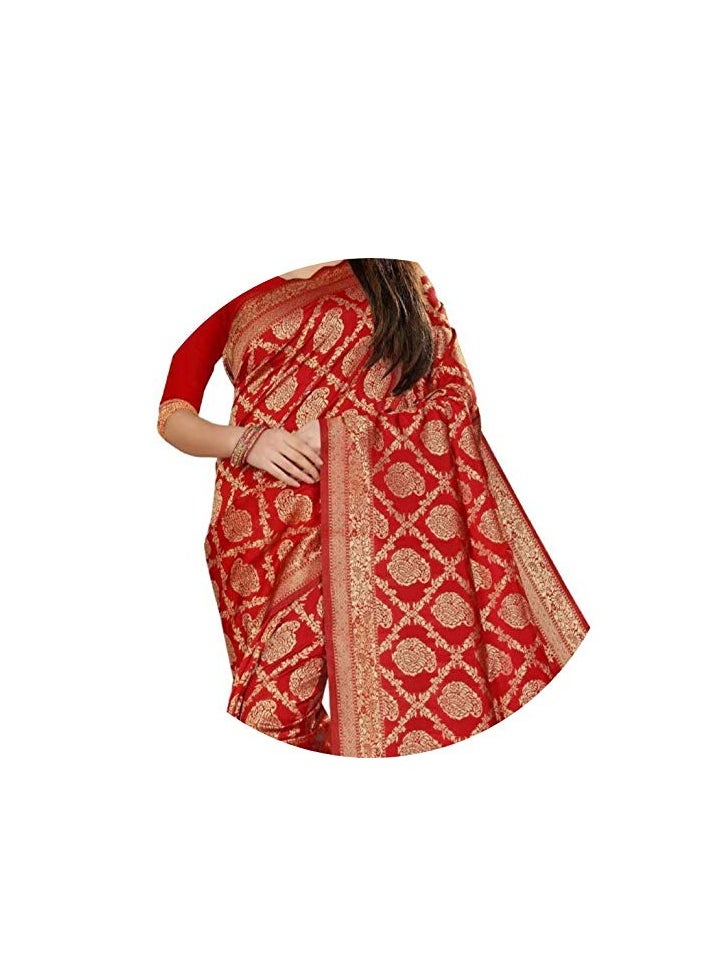 Accessorize Kingdom - Women's Kanchipuram Silk Saree With Blouse Piece - Image 1