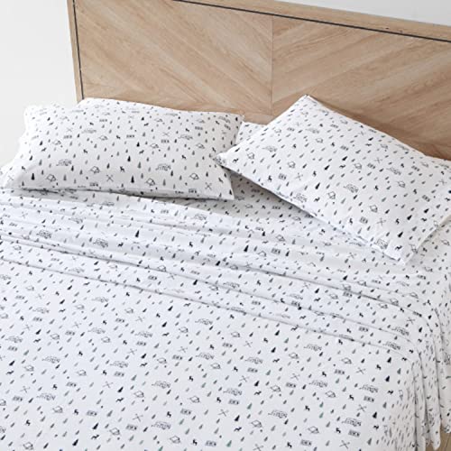 Eddie Bauer - Full Sheets, Cotton Percale Bedding Set, Crisp & Cool Home Decor, Dorm Room Essentials (Campout Dark Blue, Full) - Image 2
