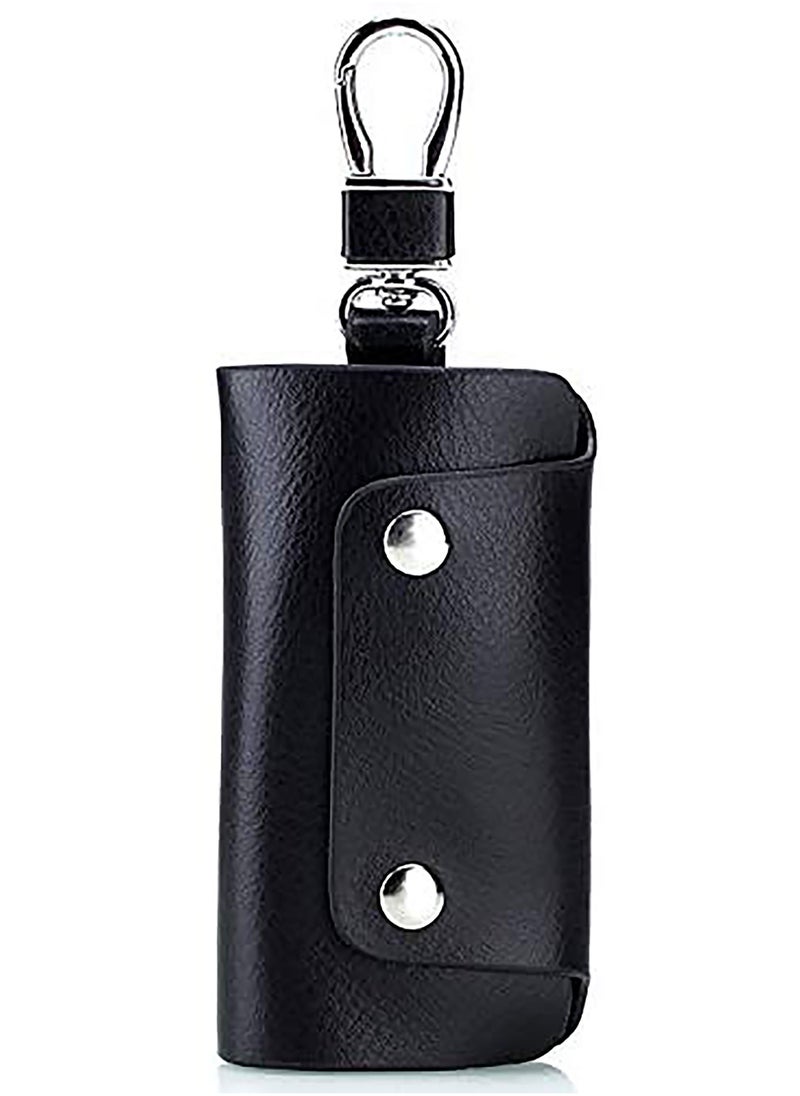 KASTWAVE Unisex Genuine Cow Leather Keychain Bag Men Women Key Holder Organizer Pouch Car Key Case Magnetic Buckle-Black  - Image 1