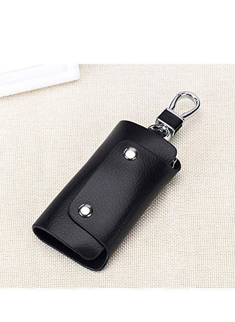 KASTWAVE Unisex Genuine Cow Leather Keychain Bag Men Women Key Holder Organizer Pouch Car Key Case Magnetic Buckle-Black  - Image 3