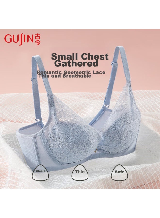 Gujin Women's Bra, Push-up For Small Side Support, Comfortable, Soft Underwire, Lace Thin Style, Apricot Skin Color, Size 75a - Image 3