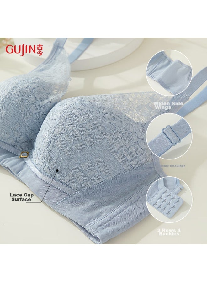 Gujin Women's Bra, Push-up For Small Side Support, Comfortable, Soft Underwire, Lace Thin Style, Apricot Skin Color, Size 75a - Image 1