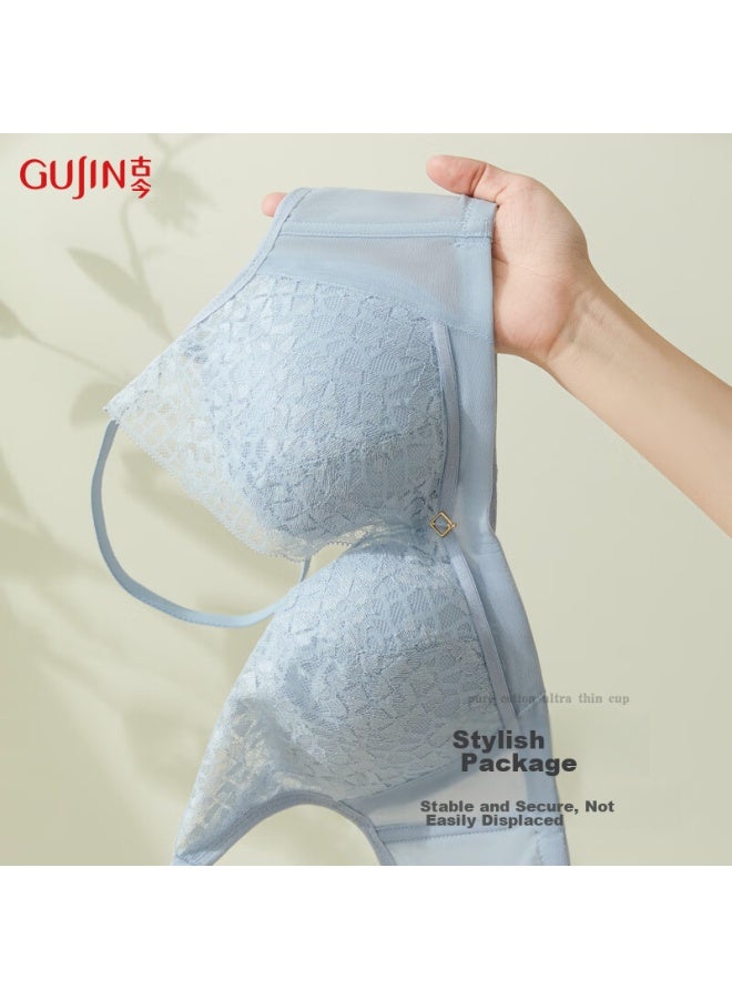 Gujin Women's Bra, Push-up For Small Side Support, Comfortable, Soft Underwire, Lace Thin Style, Apricot Skin Color, Size 75a - Image 4
