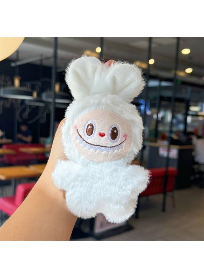 New Labubu Plush Toy Keychain Charm Gift Love Rab White 