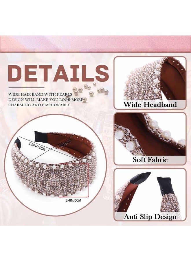 Woeoe - Pearl Wide Hair Loop Black No Slip Headband Party Festival Hair Band For Women Girls - Image 1