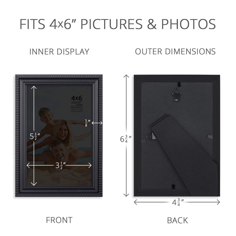Langdon House 4x6 Picture Frames (Black, 12 Pack), Contemporary Frame Set, Wall Mount or Table Top, Prosperity Collection - Image 3