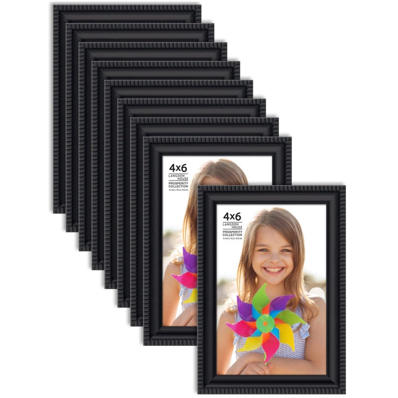 Langdon House 4x6 Picture Frames (Black, 12 Pack), Contemporary Frame Set, Wall Mount or Table Top, Prosperity Collection - Image 1