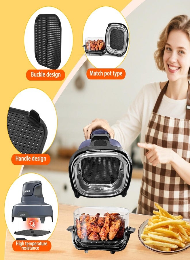 Volpki 2 Pcs Ninja Air Fryer Splatter Screen, Silicone Combi Accessories For Ninja Crispi Fn101, Reusable Air Fryer Replacement Parts(Updated Version with Larger Cooling Holes) - Image 3