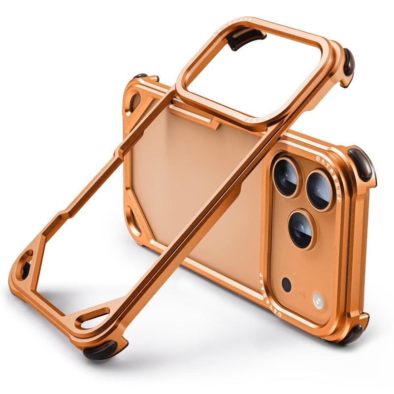 OATSBASF for iPhone 17 Pro Max Bumper Case, No Back Design, Aluminum Frame Slim Fit, Compatible with MagSafe, 4 Corner Shockproof Protection, Orange - Image 1