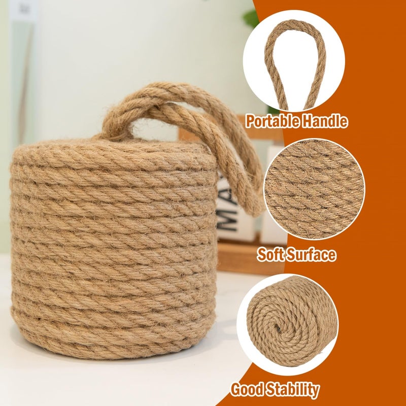 Monrocco Decorative Door Stoppers for Bottom of Door4 lb Rope Knot Door Stop Weighted Doorstopper, Heavy Nautical Doorstop for Bedroom, Living Room, Window Wedge, Bookend, Cylindrical (Natural) - Image 3