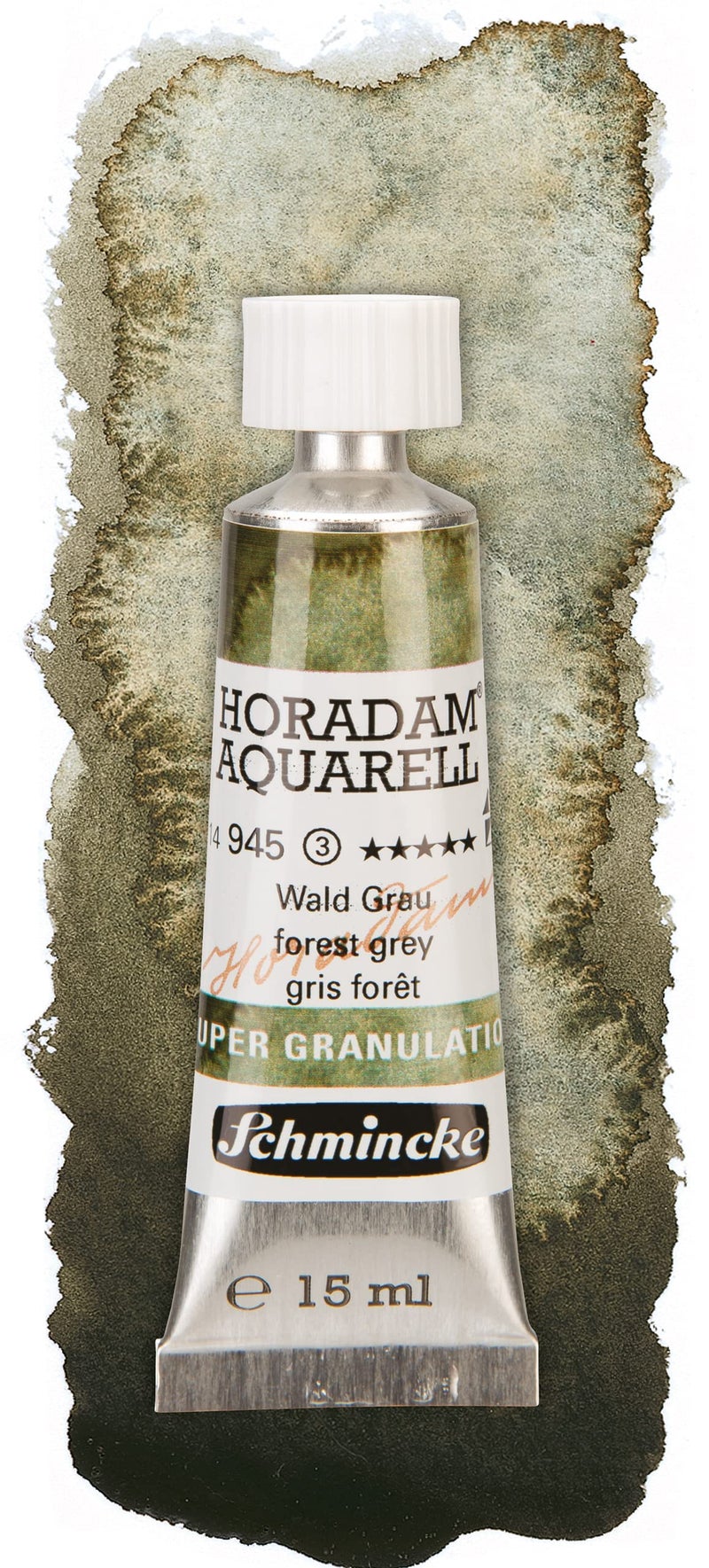 Schmincke HORADAM AQUARELL Super Granulation 14 945 006 Forest Grey 15 ml tube very strong granulating colors finest super granulating watercolors - Image 2