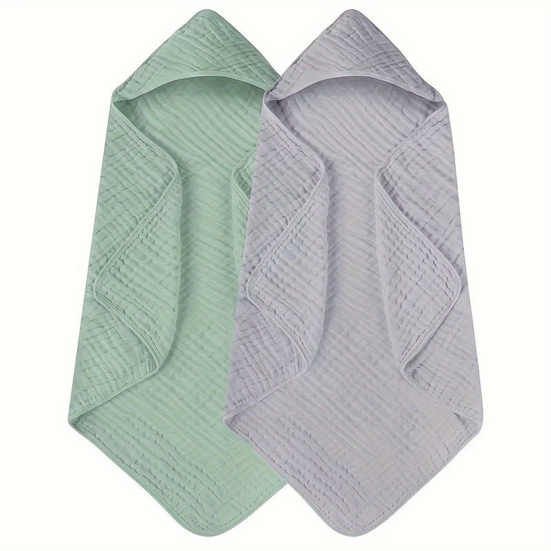 2pcs White Minimalist Solid Color Childrens Gauze Bath Towel Soft Absorbent Skin Friendly Unisex For Boys And Girls - Image 2