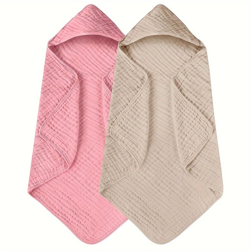 2pcs White Minimalist Solid Color Childrens Gauze Bath Towel Soft Absorbent Skin Friendly Unisex For Boys And Girls - Image 5