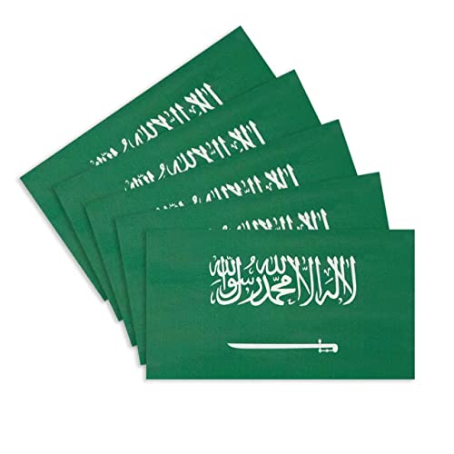 CANTENDO 5Pcs Saudi Arabia Flag Decal Sticker - Saudi Arabian Flag Reflective Vinyl Car Stickers - for Car Window Bumper Waterproof Sticker (2.5 x 4.5 Inch) - Image 1